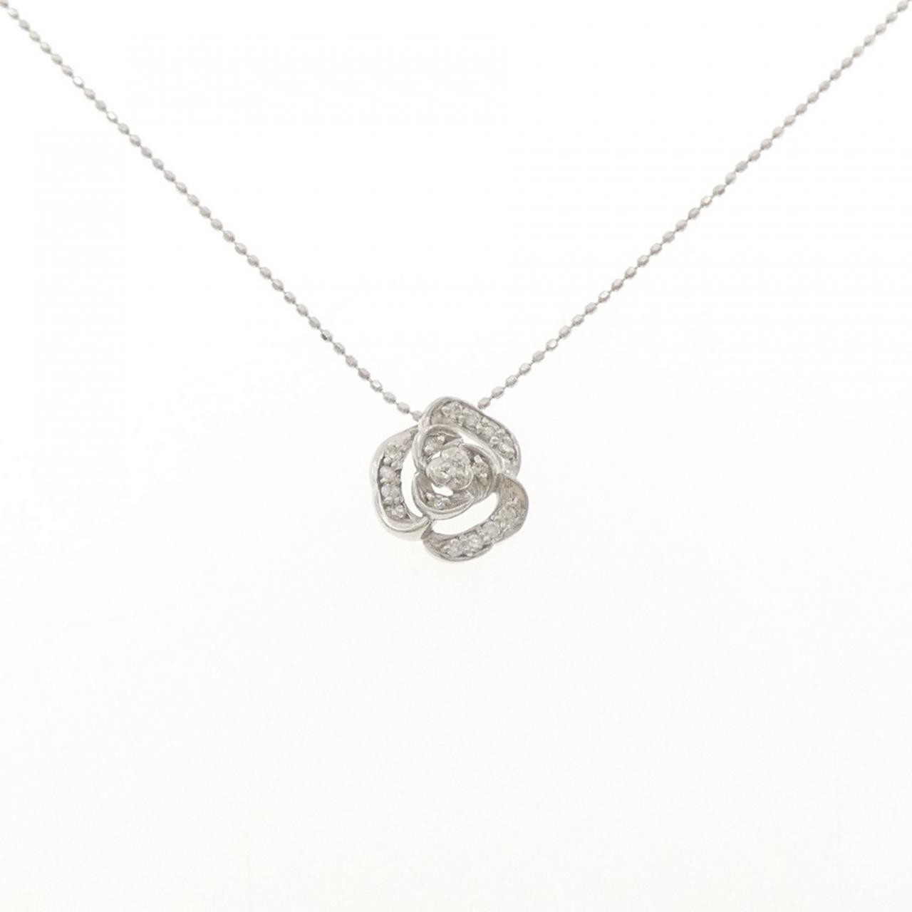 Authentic K18WG Rose Diamond Necklace 0.11CT #230-000-645-3960