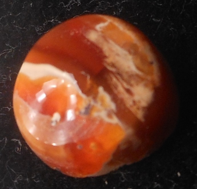 4.35ct Mexican Fire Opal 10.9mm x 6.1mm Round Orange White