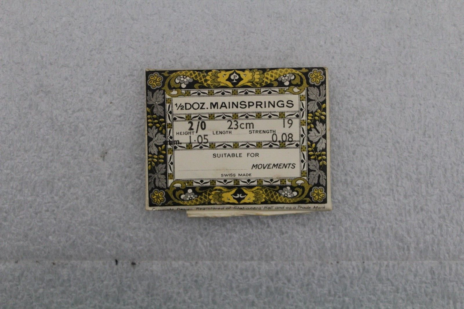 3X Old Stock Swiss ‘Dolphin’ Brand Watch Mainsprings, H-1.05mm, L-23cm, S-0.08mm