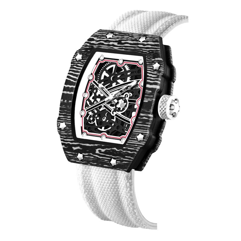 Ultra-Thin Wine Barrel Shaped Quartz Watch Nylon Strap Waterproof Casual Watch