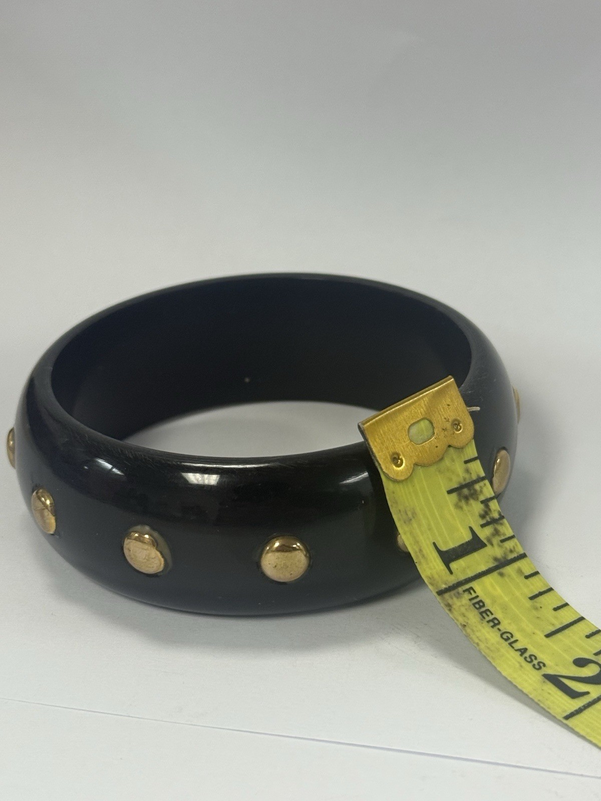 Beautiful Set Of 2 Retro Bangle/ Bracelet Black With Gold And Sliver Studs