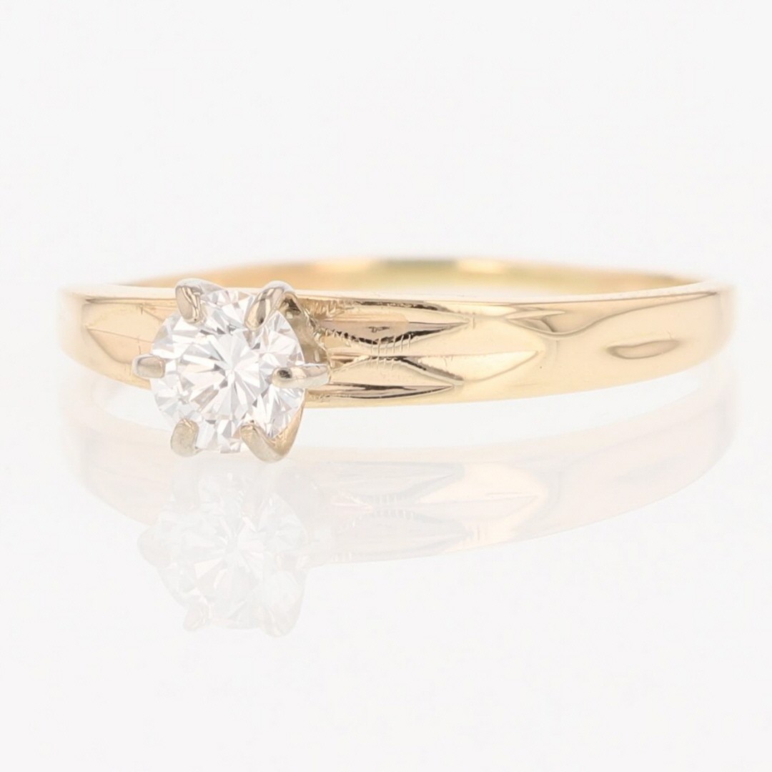 .31ct Round Diamond Solitaire Textured Engagement Ring 14k Yellow Gold Size 7