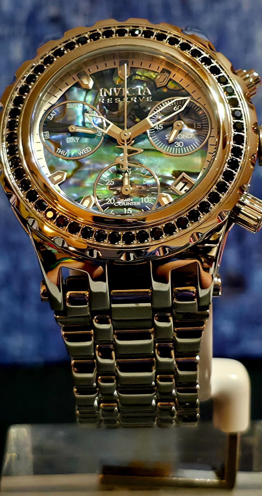 Invicta Swiss Reserve Subaqua Noma Spec. 4.14 CTW Blk Spinel Abalone Steel Watch