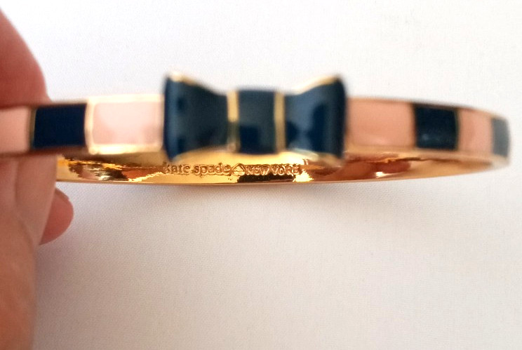 KATE SPADE New York Enamel Bow Pink Navy Bangle Bracelet