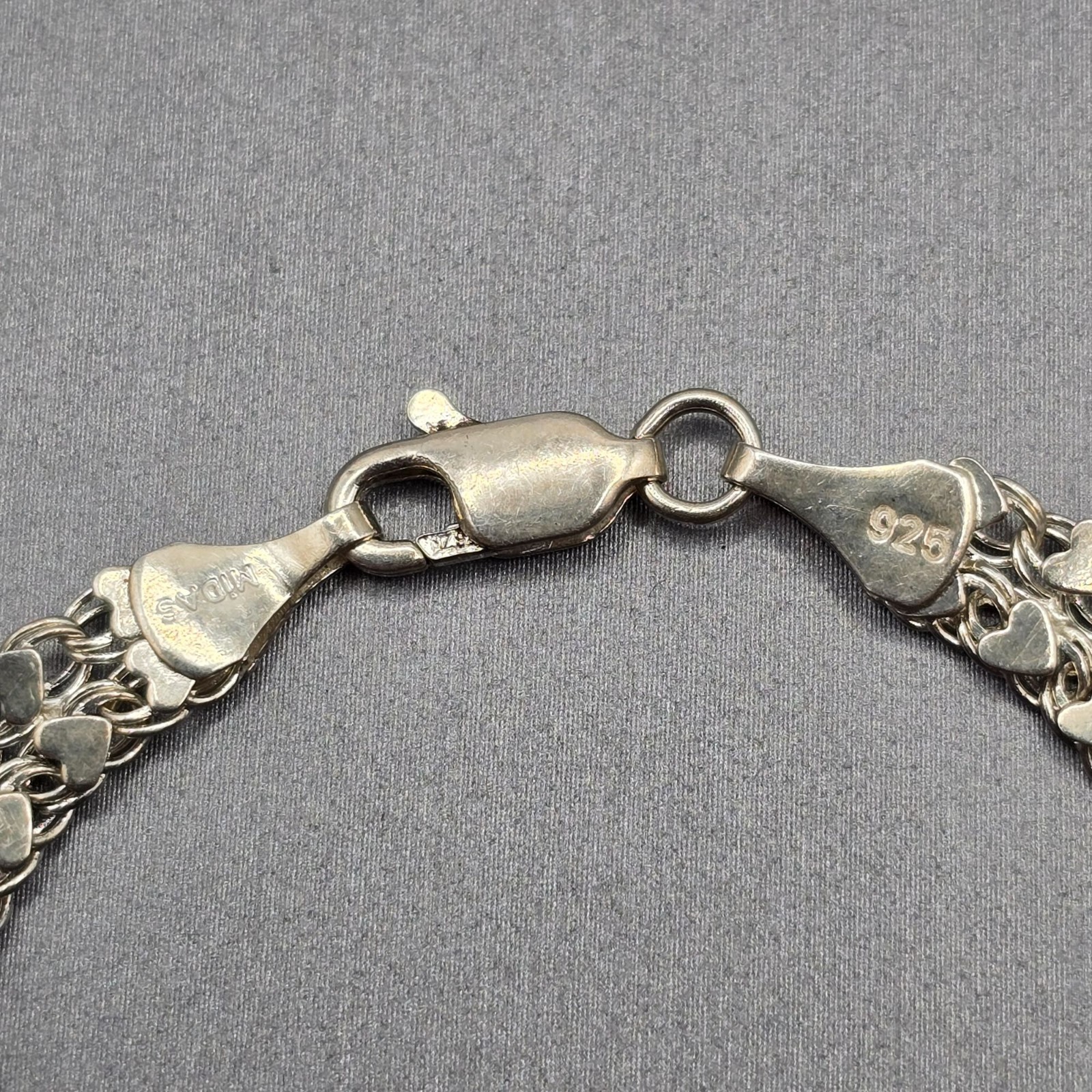 Midas Sterling Silver Interlocking Heart Link Bracelet 6.75″ Romantic Italy