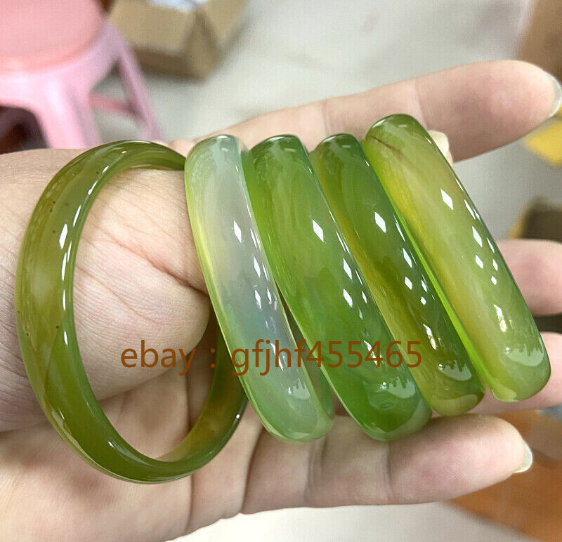 Authentic certified 50mm ice cold semi transparent apple green jade bracelet-