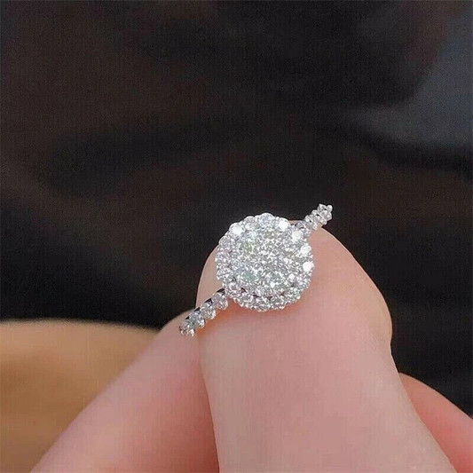 2.34 CTW Round Cut Hidden Halo Wedding Engagement Ring 14k White Gold Plated