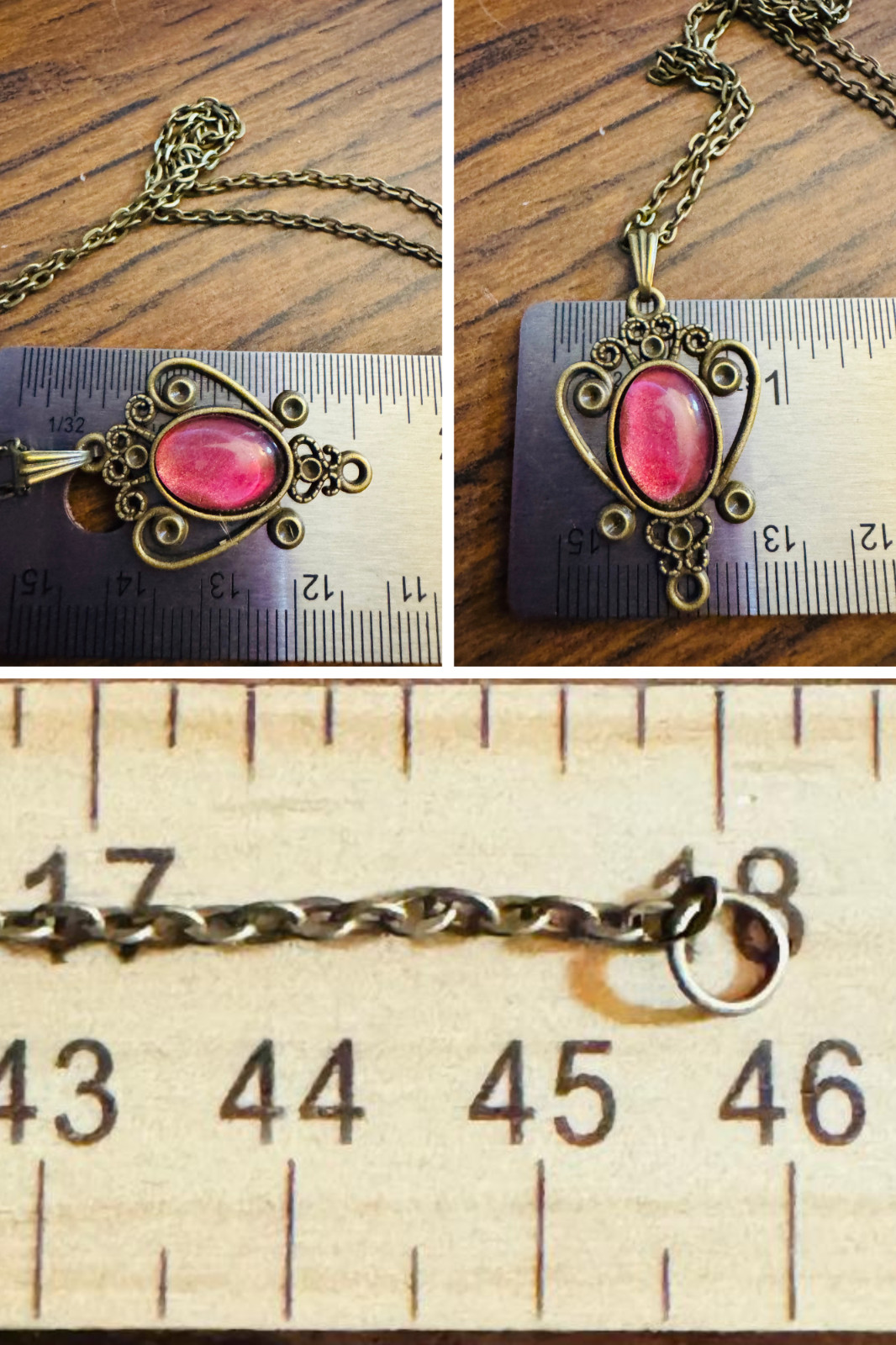 Bronze Filigree Cabochon Pendant One of a kind Hand-Painted by a local Artist Me