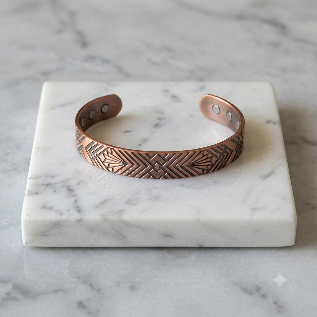 9 Pack Solid Copper Magnetic Bracelet Arthritis Pain Therapy Cuff Set Display