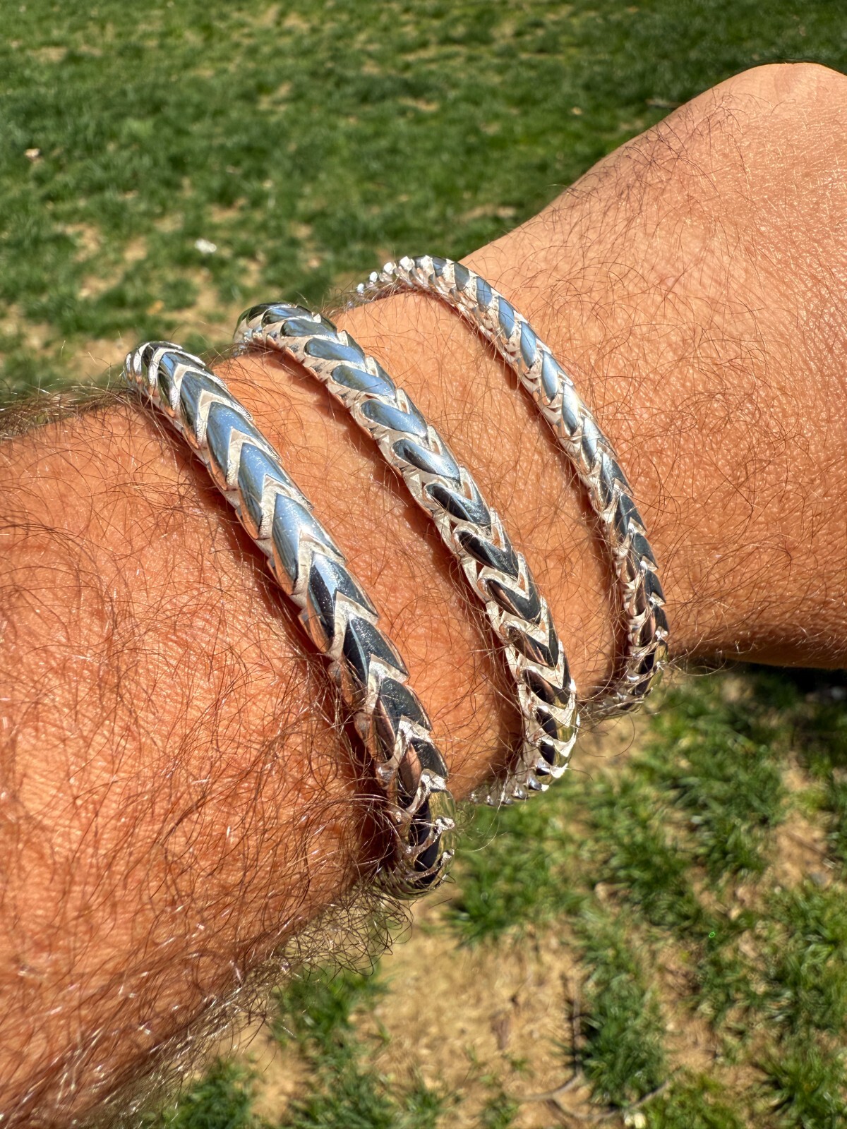 Real 925 Sterling Silver Round Franco Bracelet 5-7mm Handmade W. Box Clasp ITALY