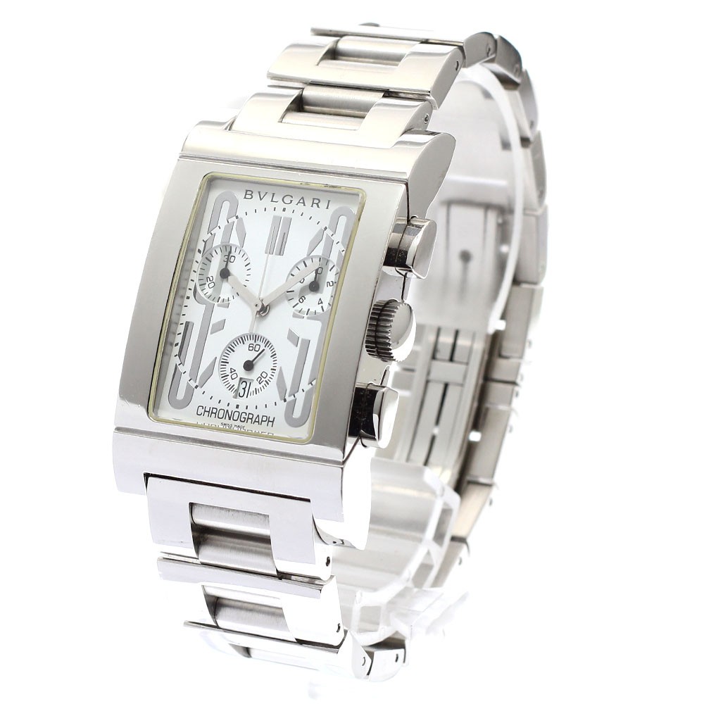 BVLGARI Rettangolo RTC49S Date Chronograph white Dial Quartz Men’s Watch_907083