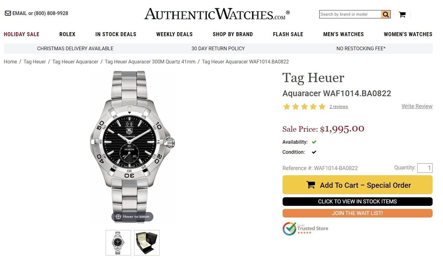 TAG Heuer men black Aquaracer swiss link monza autavia watch 300m WAF1014.BA0822