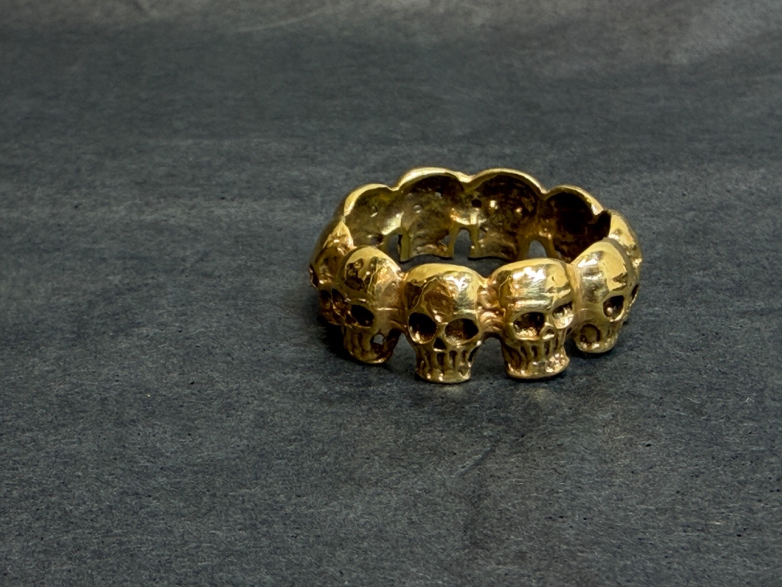 Antique Victorian Memento Mori Skulls Men Gild Silver Eternity Band Ring Diamond