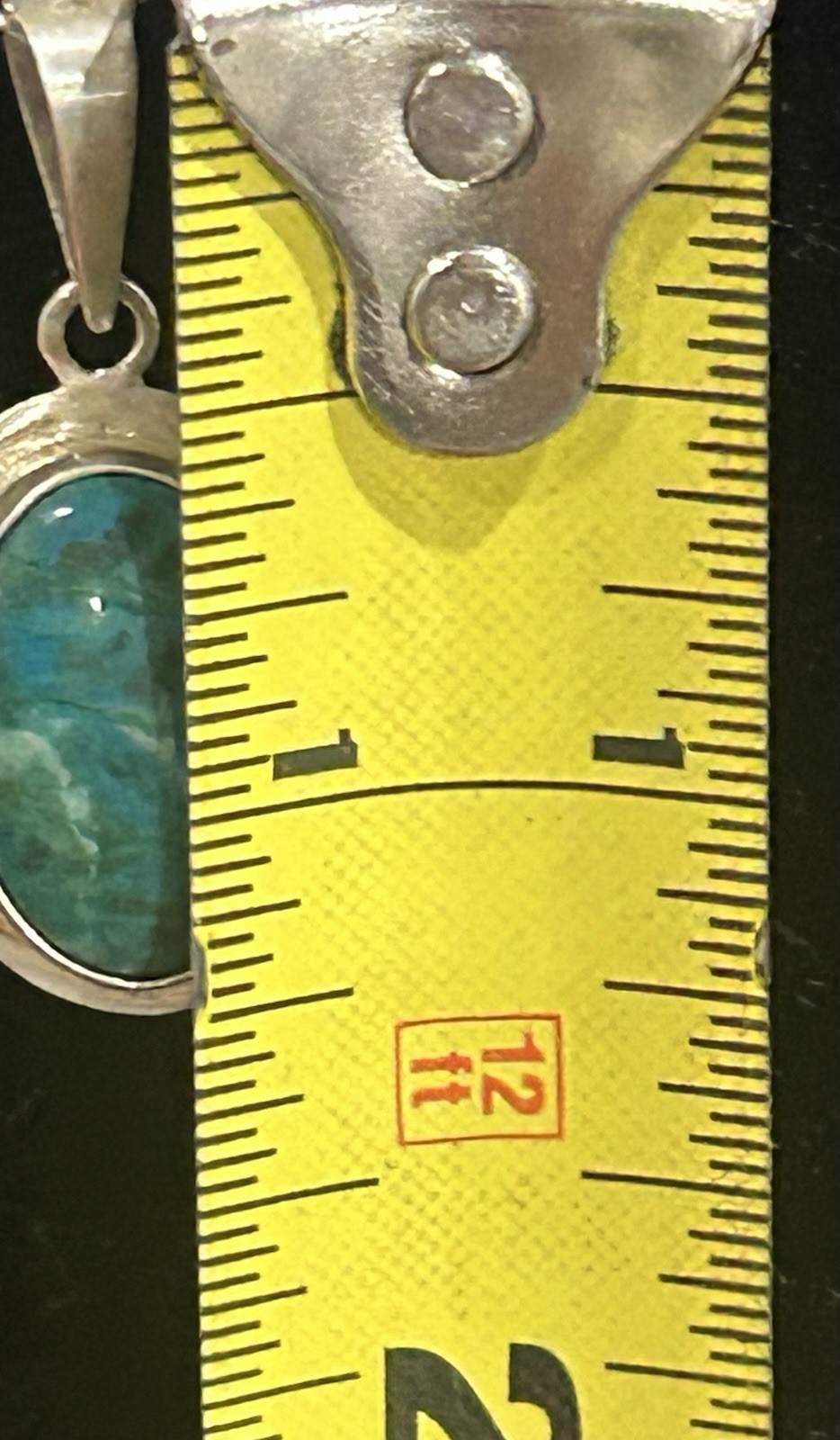 Vintage Ecuador 925 Sterling Oval Pendant With Blue Green Variation Stone