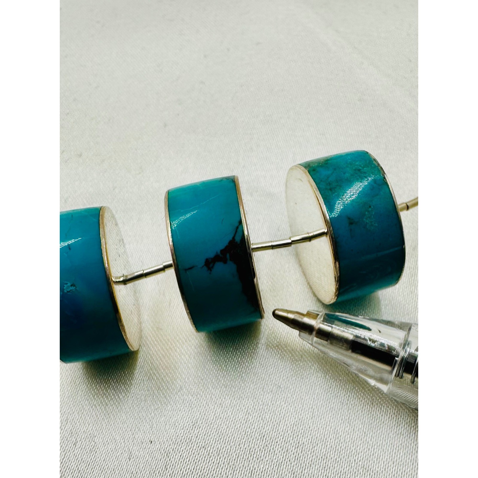 Jay King Desert Rose Trade Turquoise Sterling Silver Cylinder Bead Necklace *see