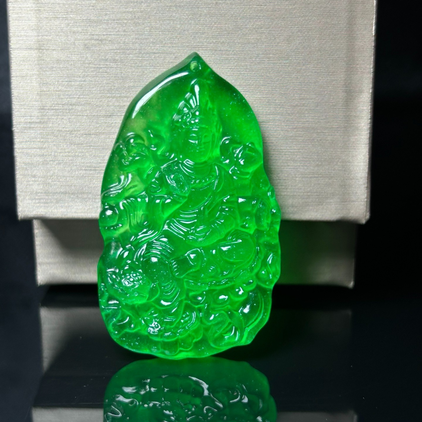 Natural ice Burmese Jade Jadeite Carved dragon kwan-yin lucky Pendant&Necklaces