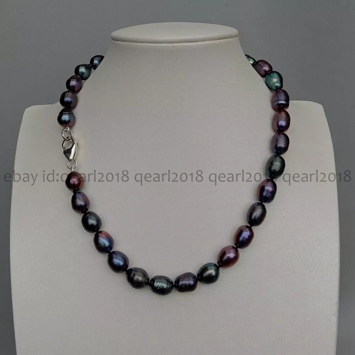 Natural White Black Gray Pink Purple Rice Cultured Pearl Necklace Silver Clasp