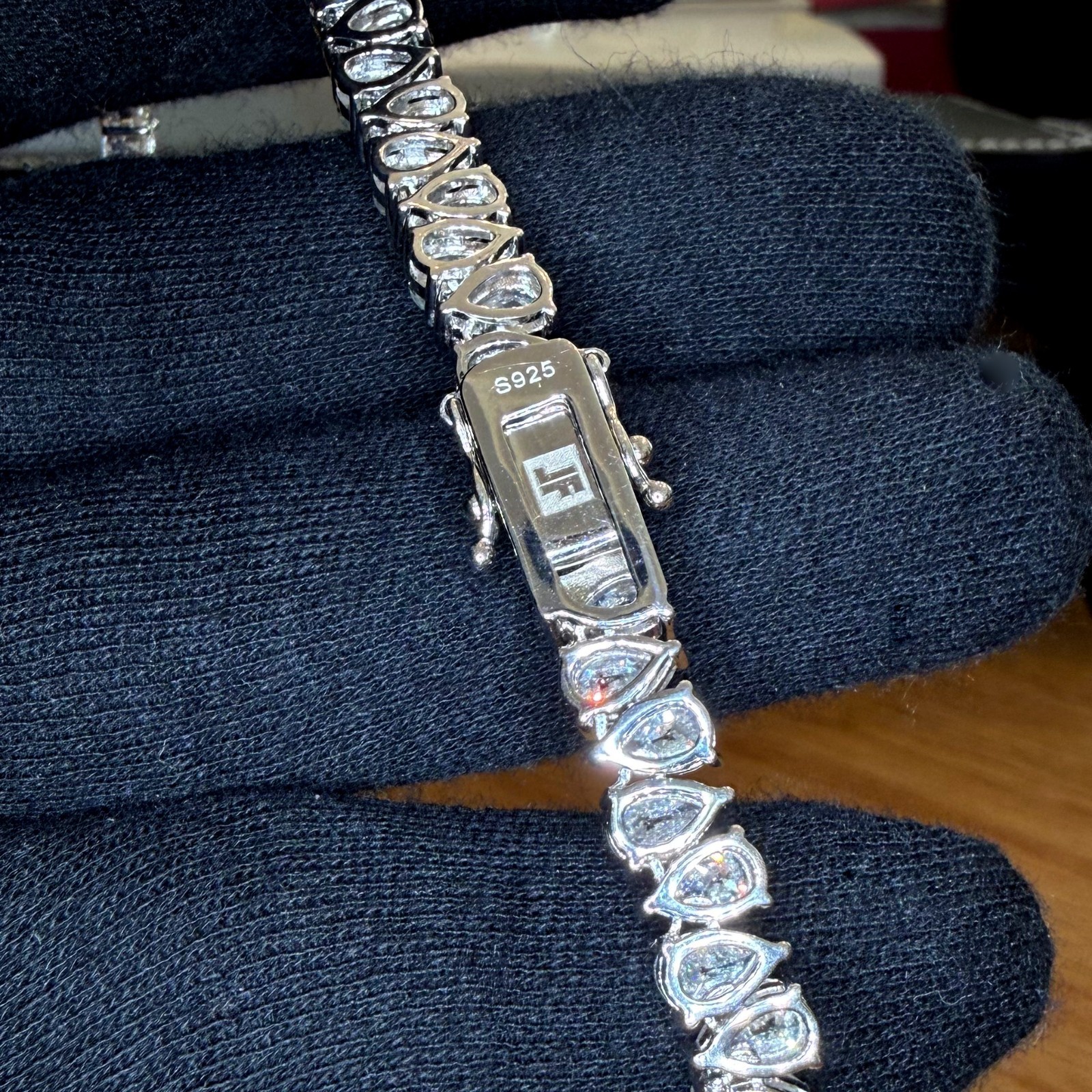 65.5CTW Certified Moissanite Alternating Pear Cut Tennis Chain Real 925 Silver