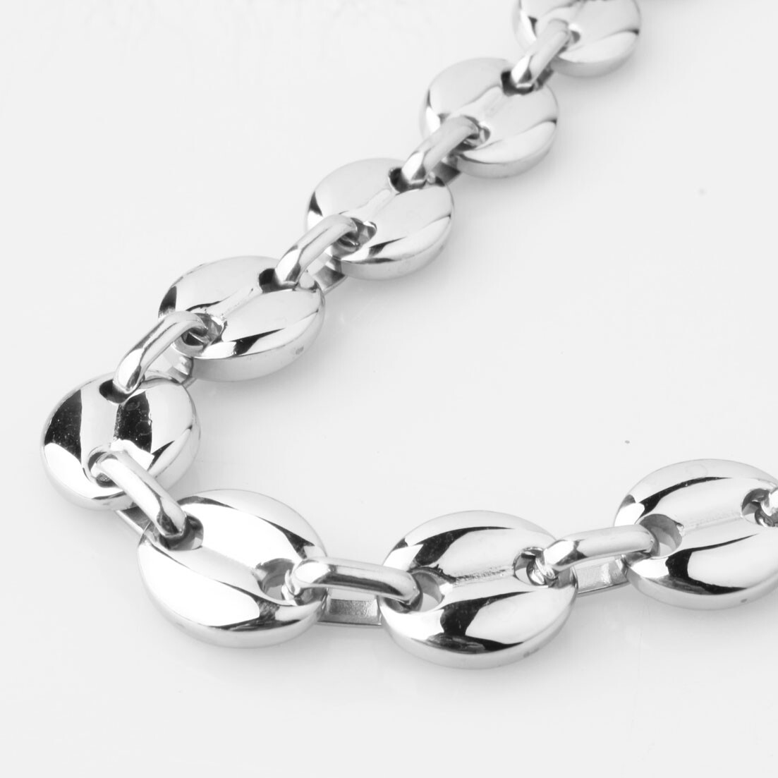 7/9/11mm Top Quality Men Women Stainless Steel Coffee Bean Beads Chain Necklace