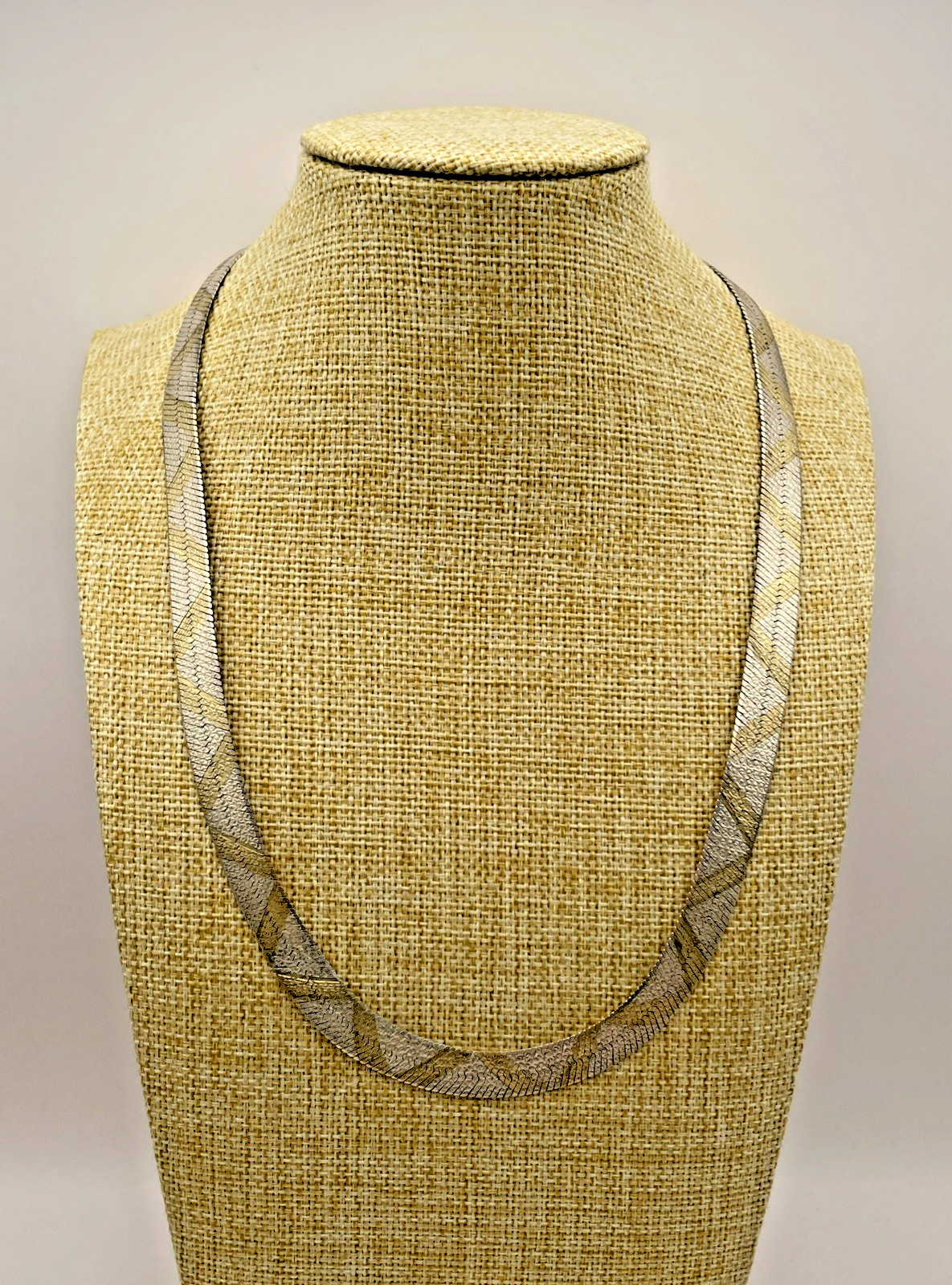 MILOR Italy 925 2 Tone Sterling Silver 19″ Herringbone Reversible Necklace 29 Gr