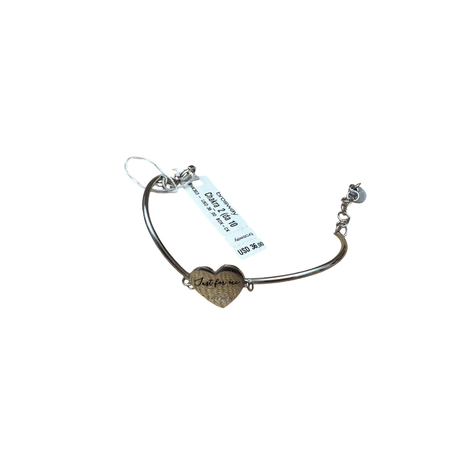 Brosway Chakra Sweet 15 Heart Charm Bracelet BHK303 Stainless Steel Silver Tone