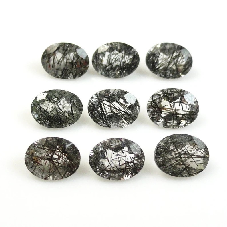 Natural Black Rutile Oval Faceted Cut 6x8mm to 12x16mm Loose Gemstone