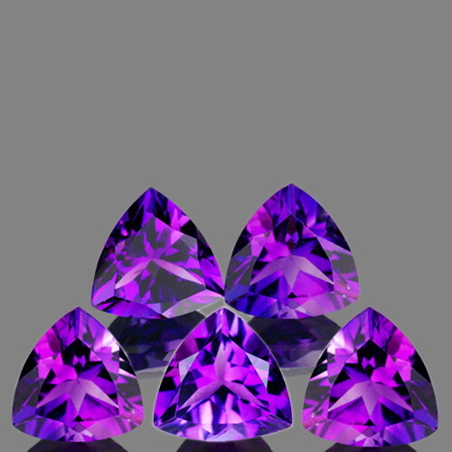 7.00 mm 5 pcs Trillion AAA Fire Natural Intense Purple Amethyst (Flawless-VVS)