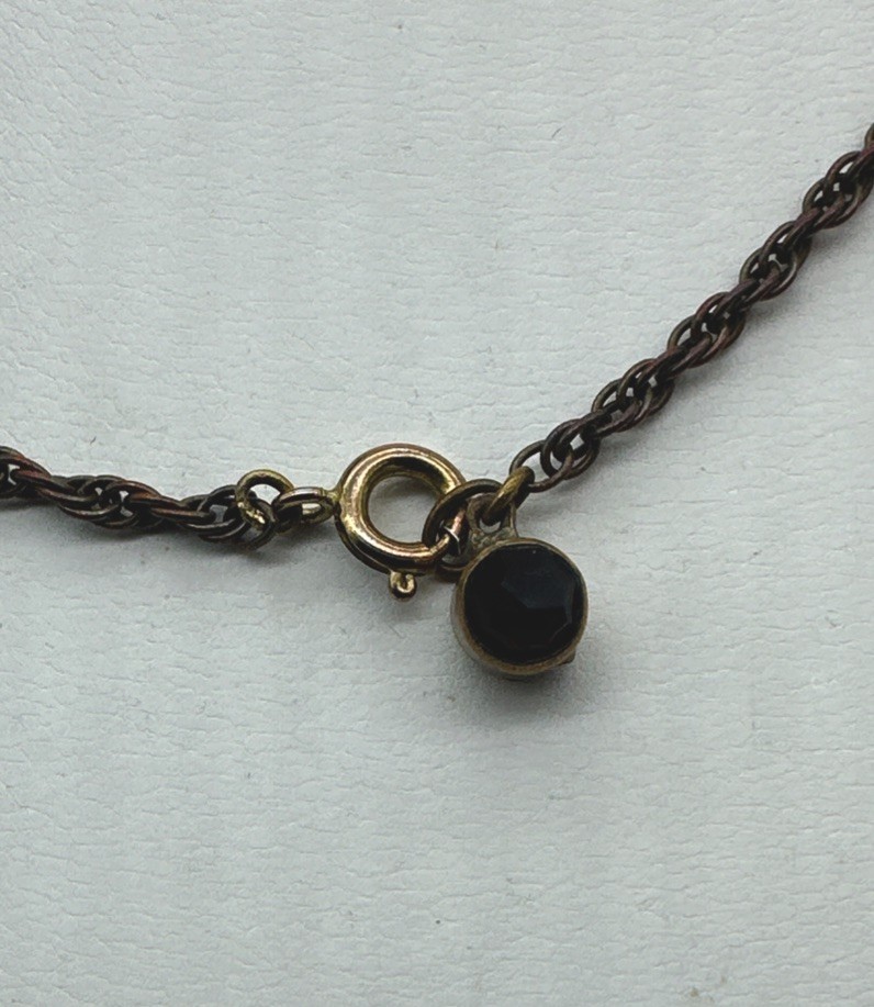 Vintage Antique Bohemian Czech Glass Or Garnet Pendant Necklace 17” Lovely!
