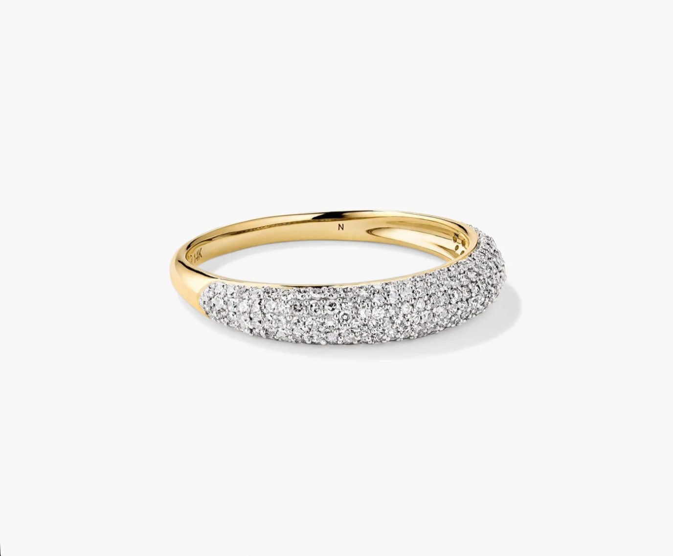 NWT MEJURI 14K SOLID GOLD PAVÉ DIAMOND THIN DÔME RING