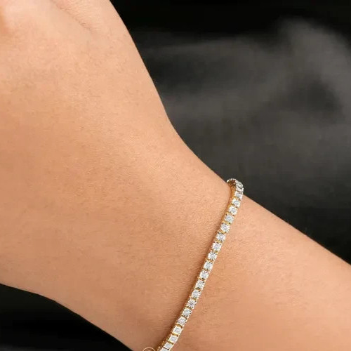 Wedding Festival sale ! Round Natural Diamond Tennis Bracelet 14k Yellow Gold