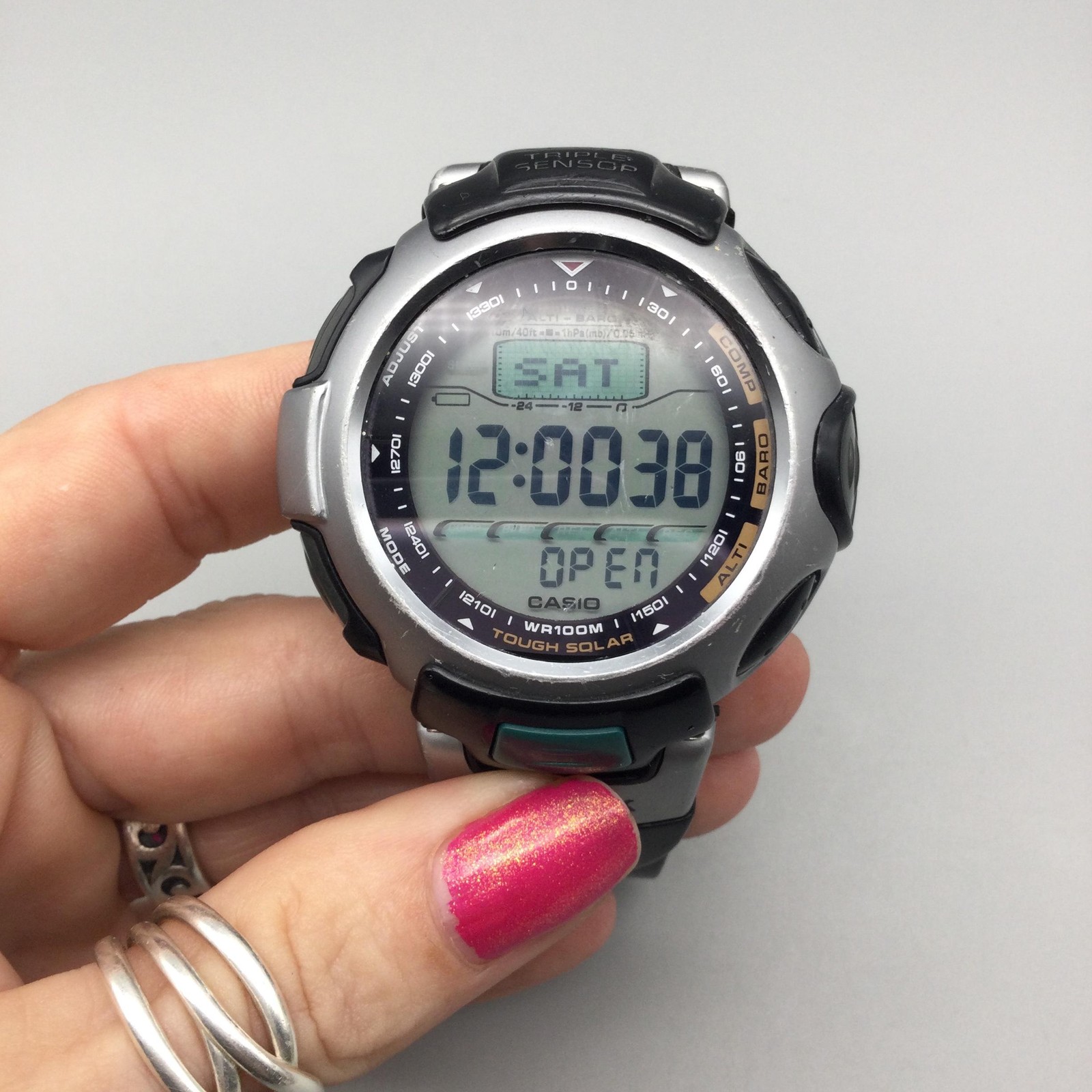 Casio Pro Trek PRG-50 Mens Watch 52mm Digital Triple Sensor Tough Solar