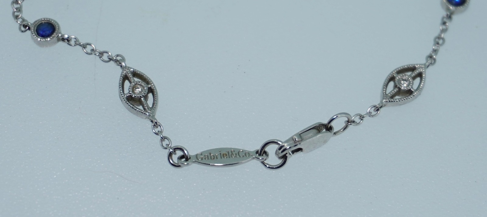 Gabriel & Co. 14K Sapphire & Diamond Chain Necklace