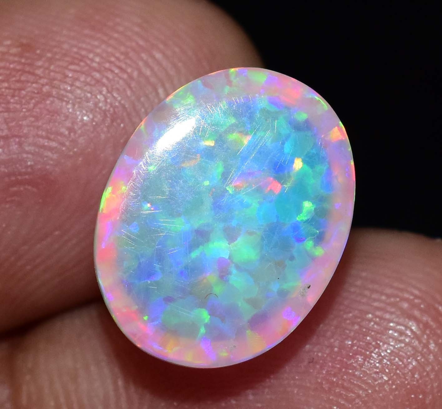 Natural Ethiopian Fire Opal 6.30 CT AGL Certified Play Of Color Loose Gemstone