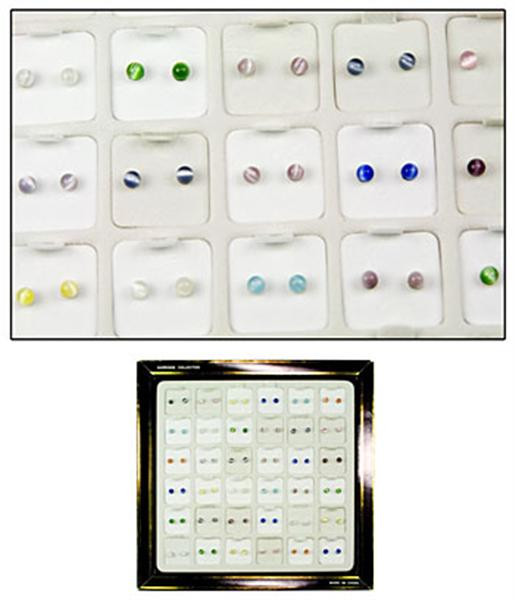 1 Pair 4mm Cat’s Eye Round Silver Tone Post Stud Earrings You Pick the Color!