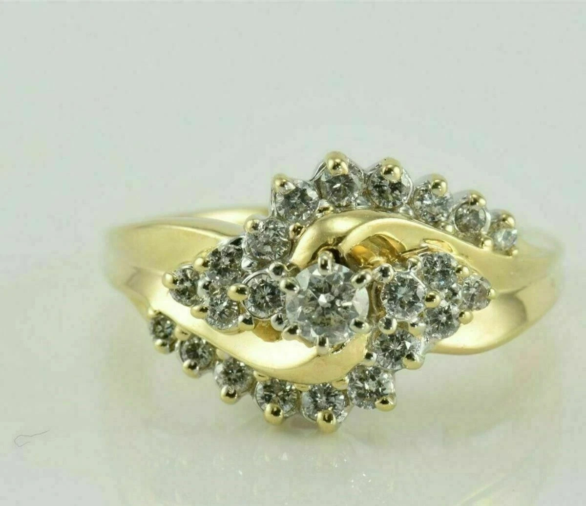2Ct Round Cut Lab Created Diamond Cluster Engagement Ring 14k Yellow Gold Plated