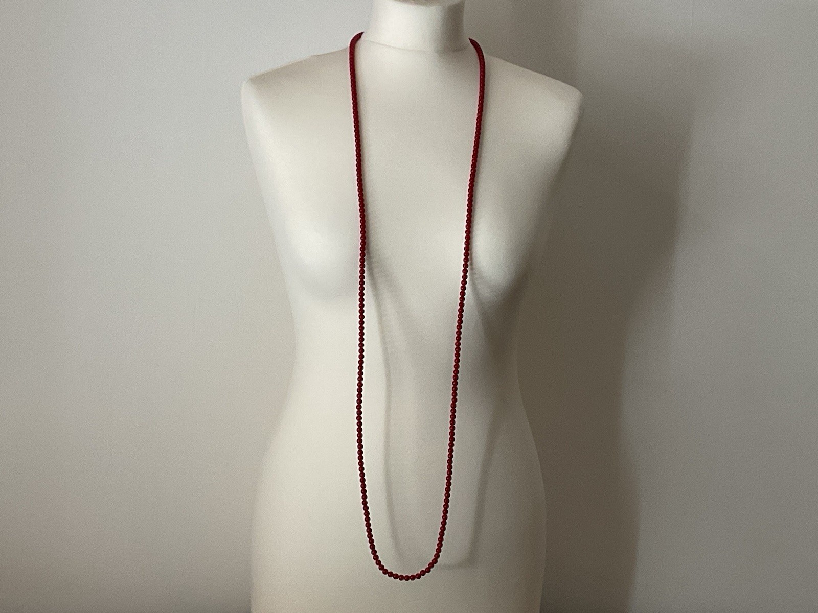 Long Dark Red/Burgundy Beaded Necklace