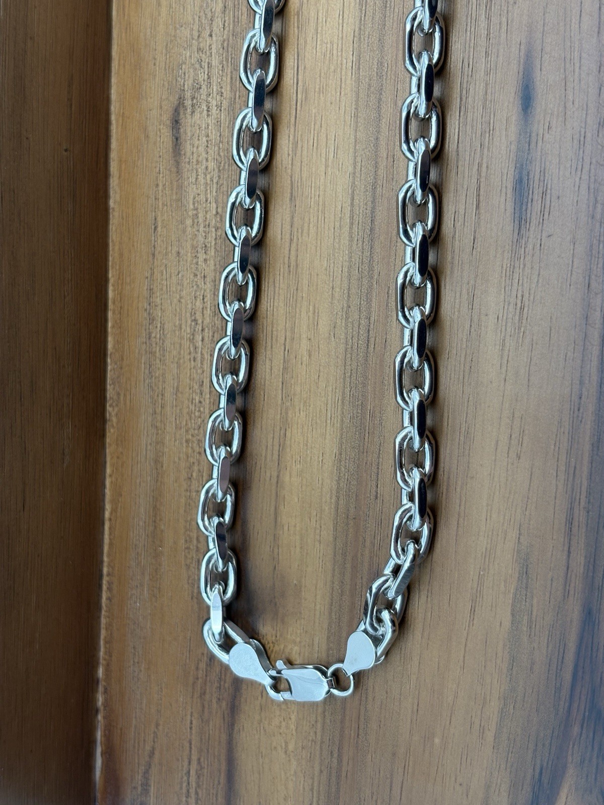 20 INCH 6MM STERLING SILVER HERMES CABLE ANCHOR LINK CHAIN RHODIUM 50.9G 925