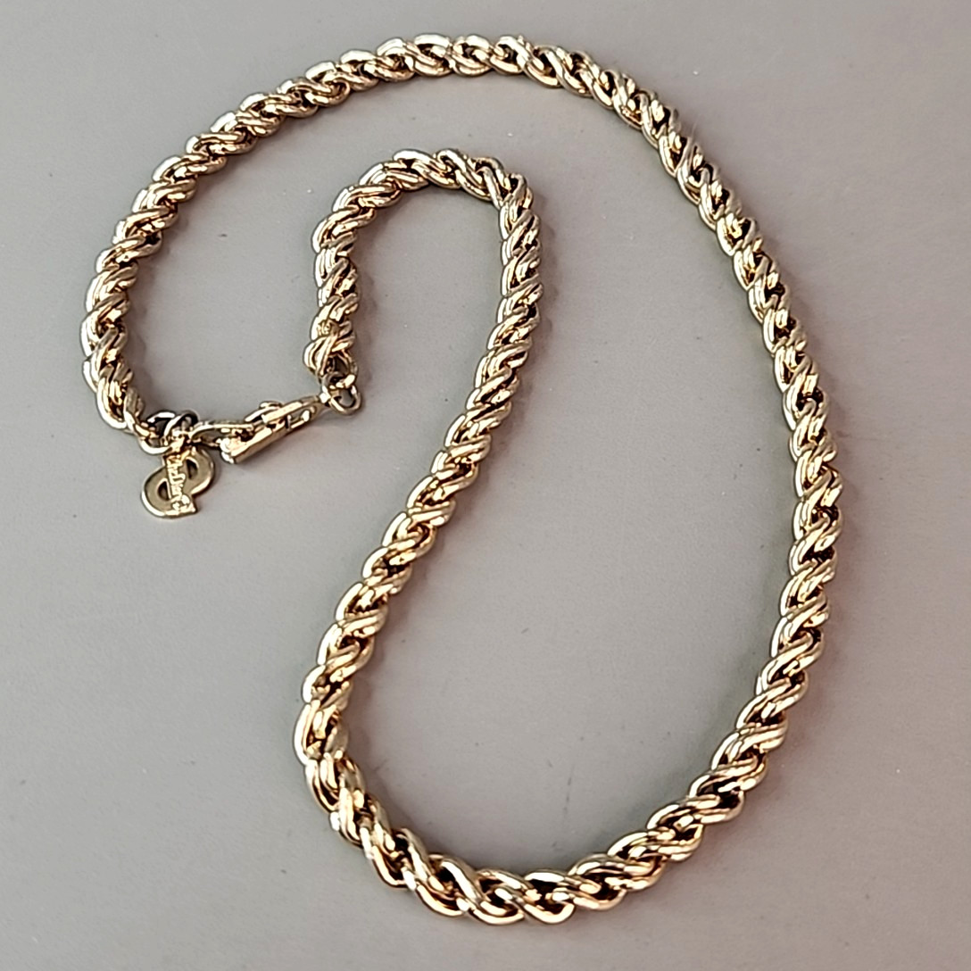 Vintage Christian Dior Rope Chain Necklace 4mm SHORT 15″