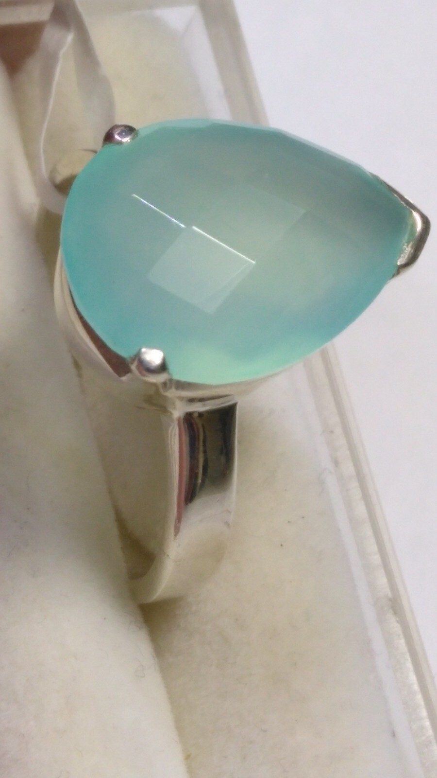 DREAMY SEA BLUE CHALCEDONY IN STERLING SILVER 925 RINGS SIZE 9.0-9.25,10.0-10.25
