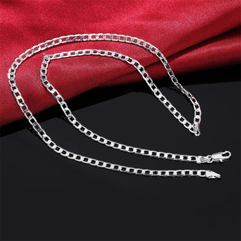 Men’s 925 Stamped Silver Cuban Link Chain Necklace Lobster Clasp Unisex
