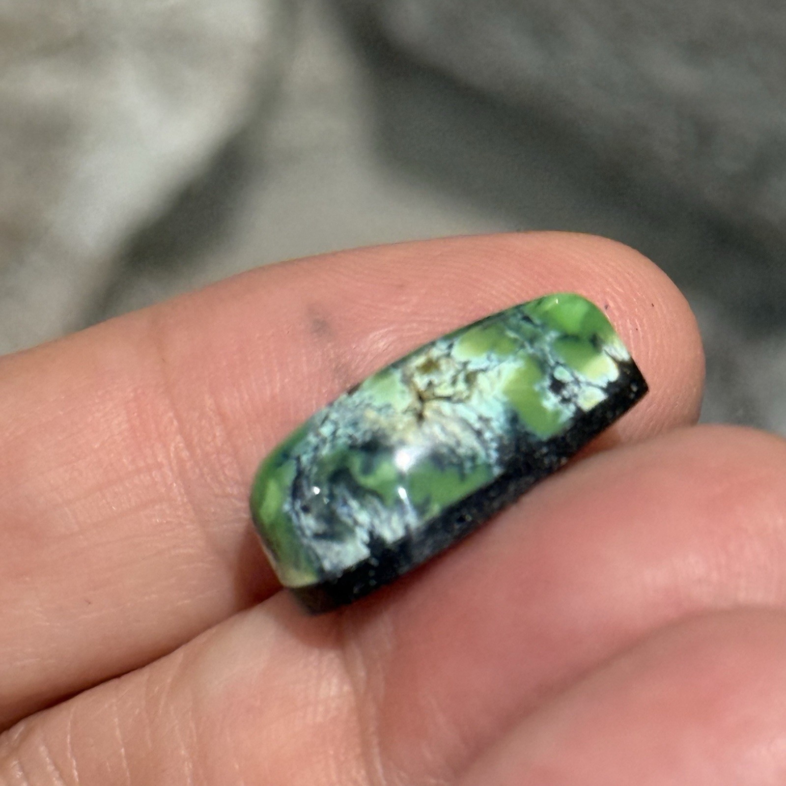 10.7ct 18.9×10.5×7.5mm Green Qingu Mine Turquoise Teardrop Cabochon Backed Stone