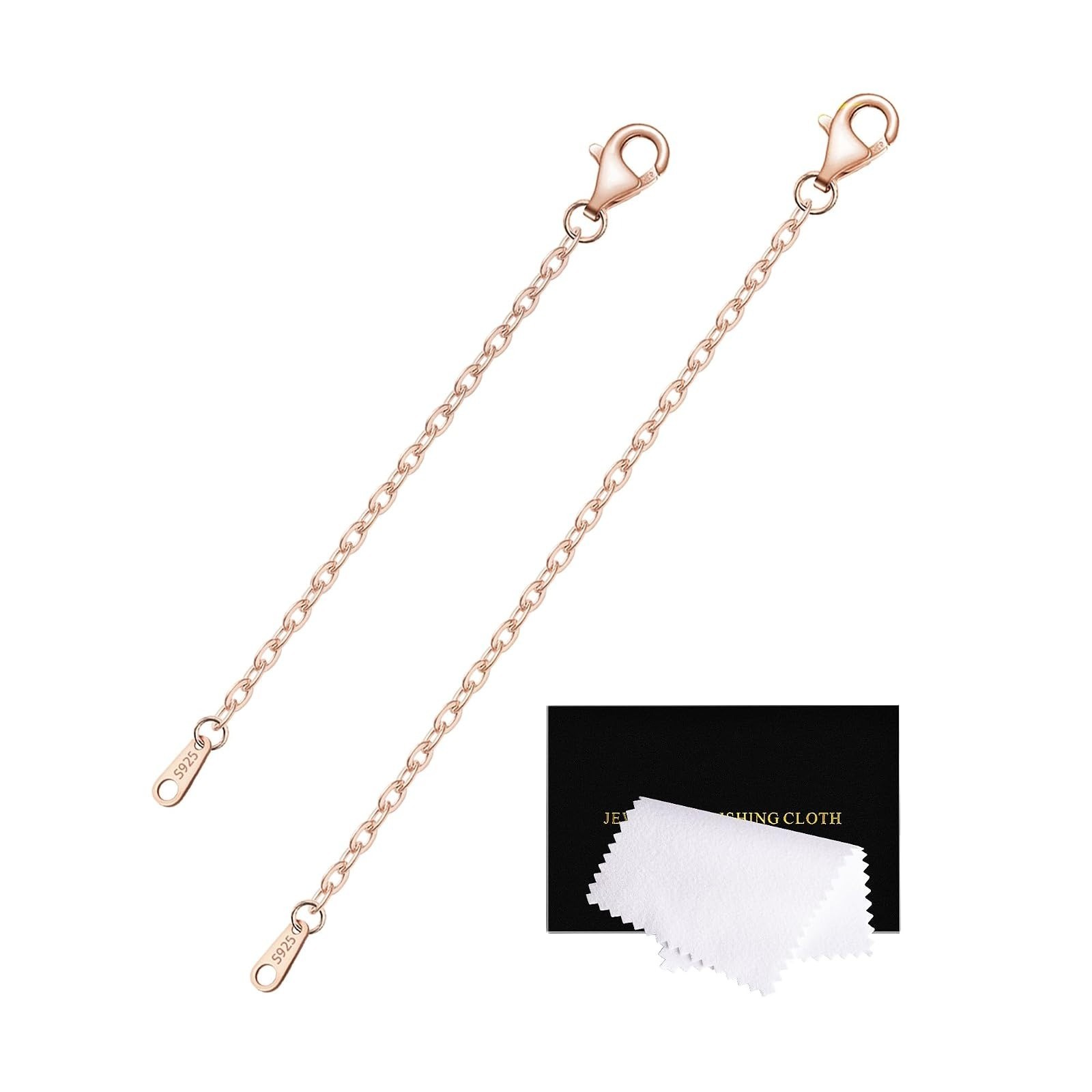 Sterling Silver Necklace Extenders 3 Piece Set for Women