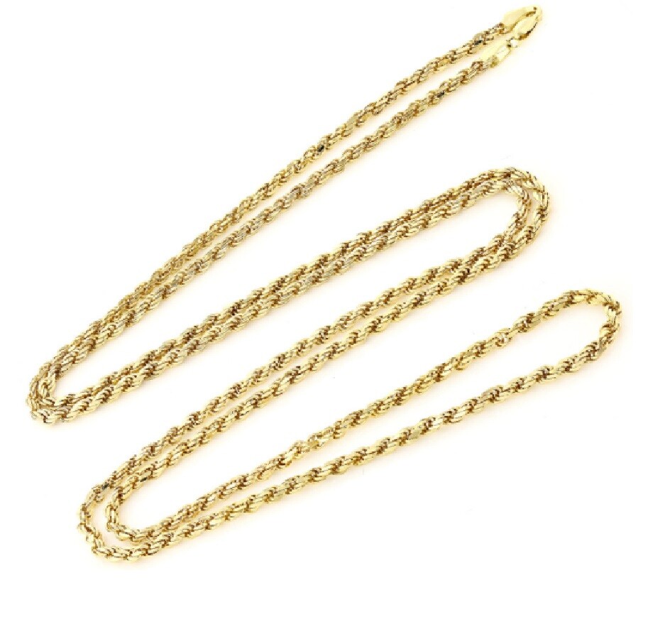 18K Gold Filled Classic Italian 16/18/20/22/24/26/28-32 Inch Rope Chain Necklace