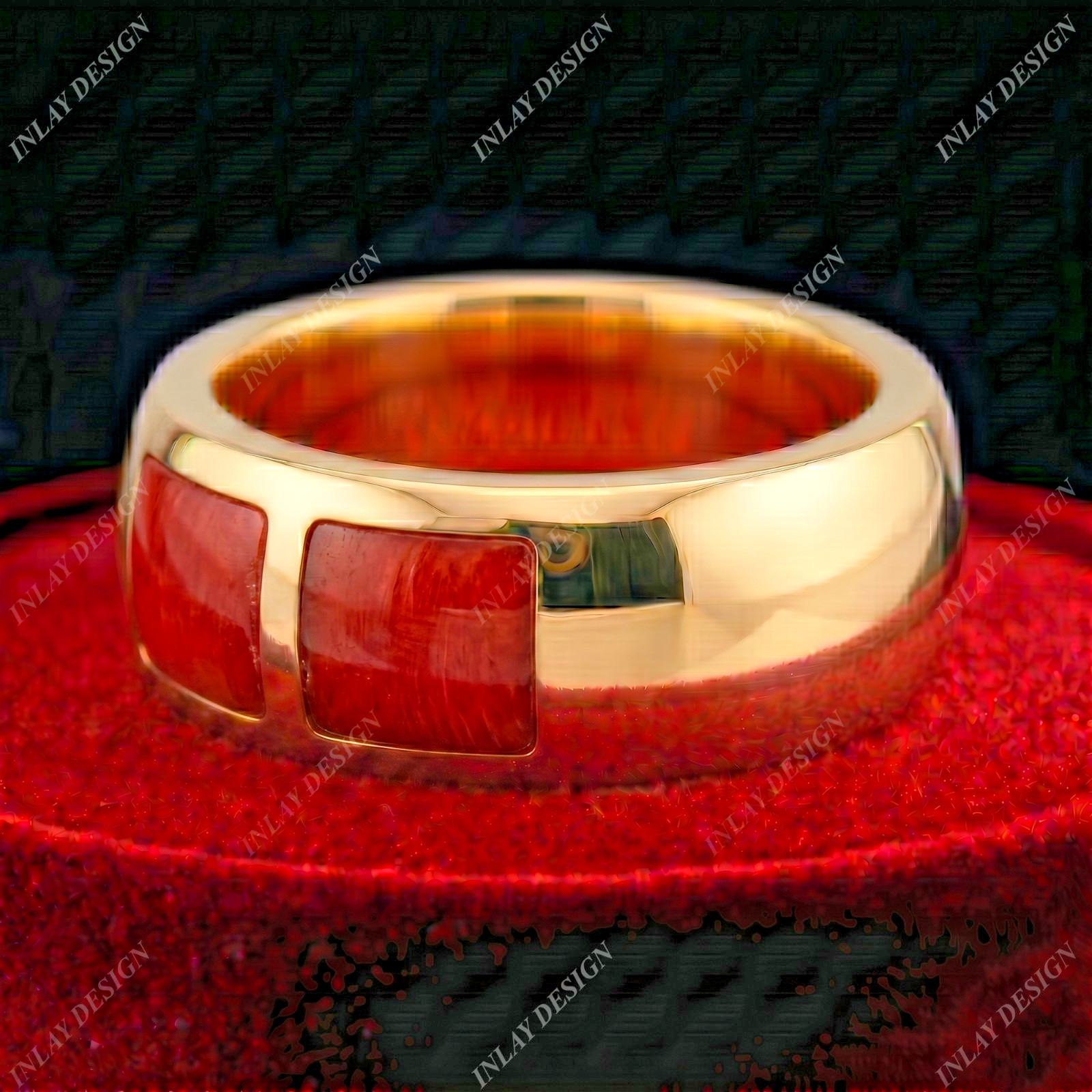 Natural Coral Men & Women Special Inlay Making Gift Ring 925 Sterling Silver