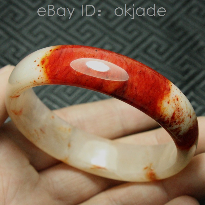 61mm Certified Beautiful Natural Grade A Red White Xiu Jade Bangle Bracelet 551