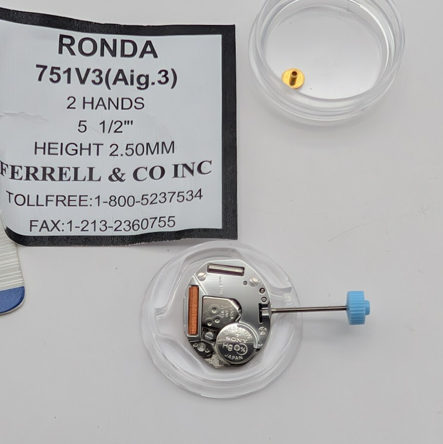 Quartz Watch Movement Ronda 751V3 AIG.3 2 Hand Height 2.50mm