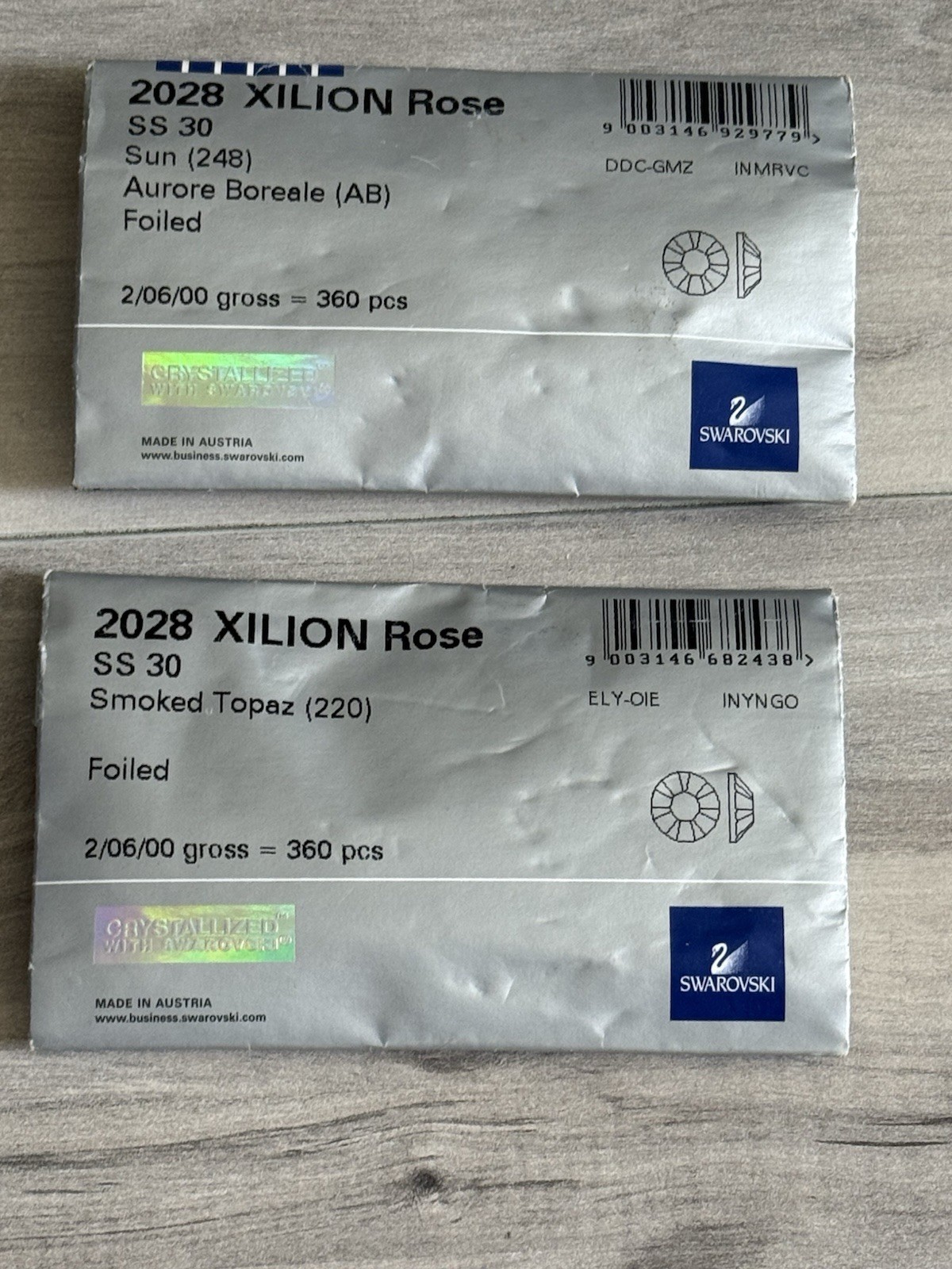 LOT 2 Packs – Swarovski 2028 XILION Rose SS30 Foiled Aurore Boreale Topaz 360 pc