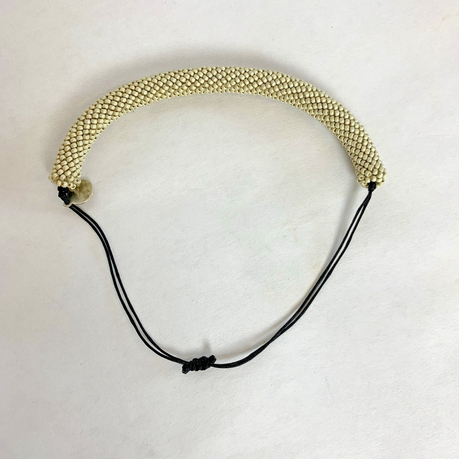 Portomea Opus Mens Bracelet Sand White Beaded Drawstring Closure