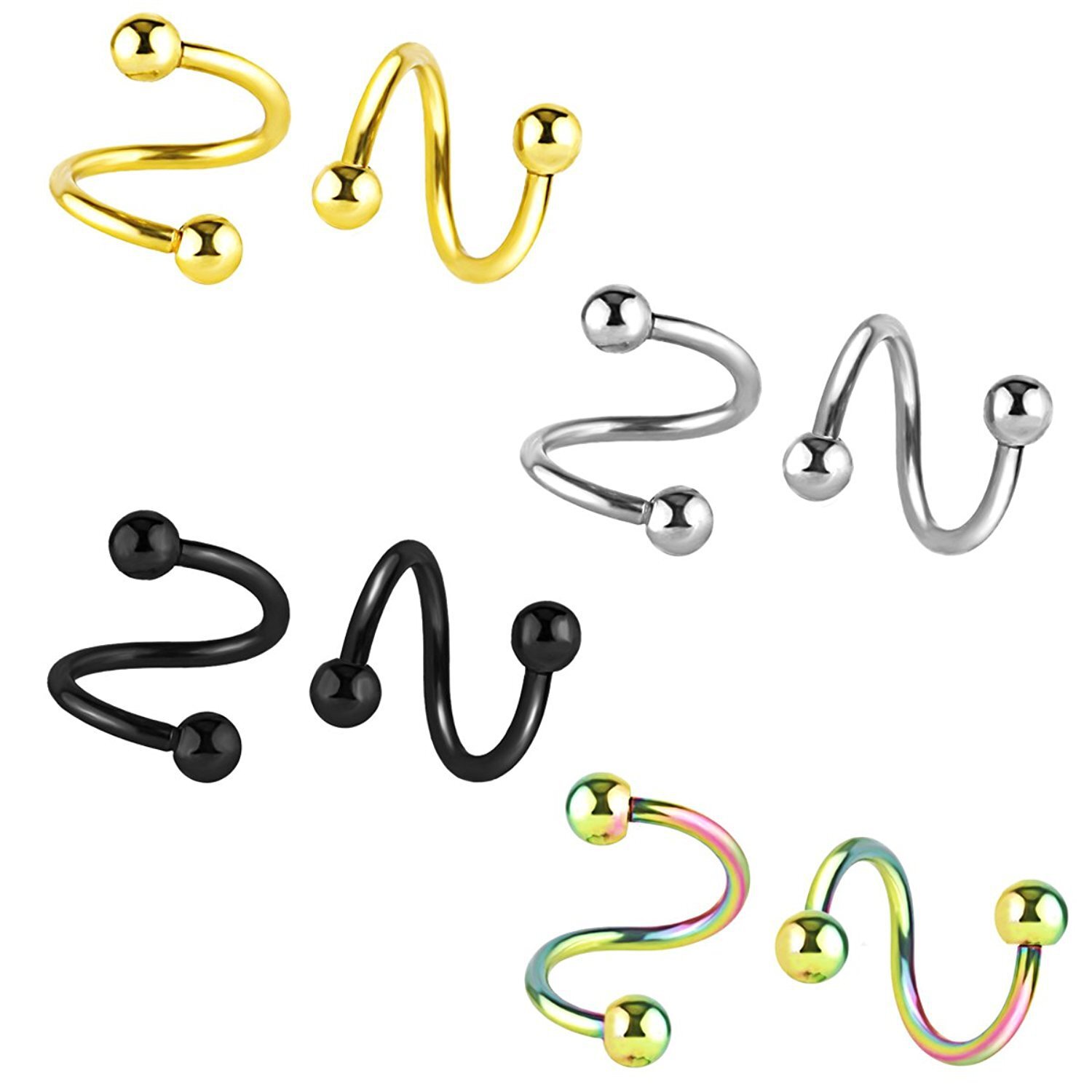 2 Pcs Industrial Scaffold Bar Ear Lip Piercing S Barbell Stianless Steel Gift