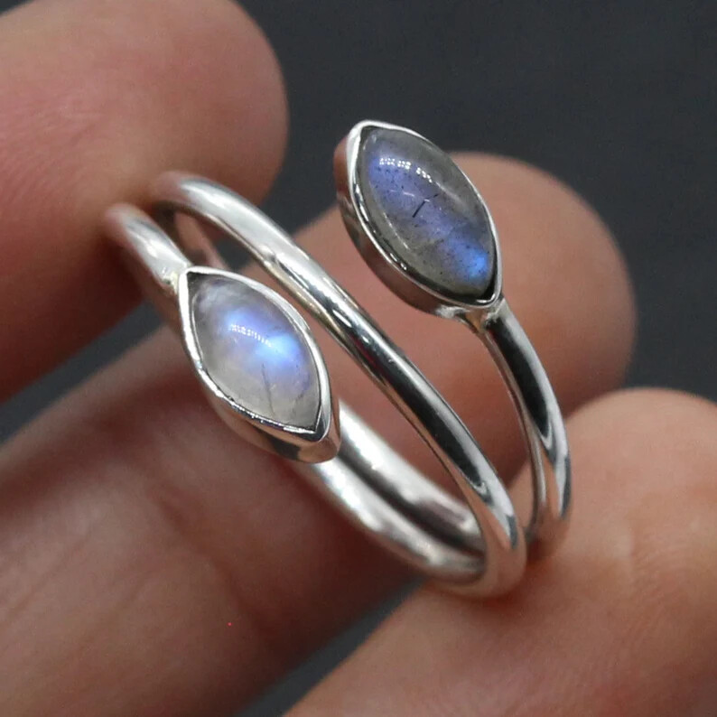 Moonstone 925 Sterling Silver Band &Statement Ring Handmade Ring All size-b-29